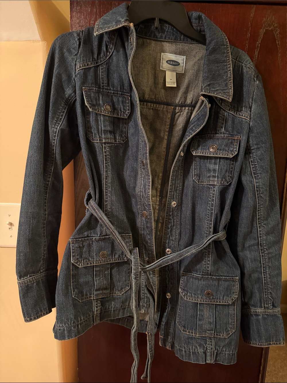 Old Navy Dark Blue Denim Utility Jacket with Belt